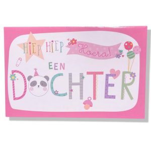 Hiep Hiep Hoera, een Dochter! | Geboorte wenskaart | 11x17cm | Dochter