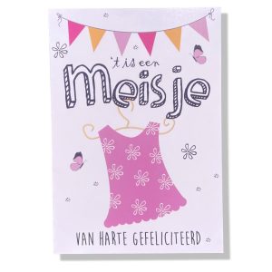 ’t is een Meisje | Geboorte wenskaart | 11x17cm | Dochter
