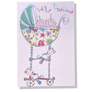Hello Twins | Geboorte wenskaart | 11x17cm | Tweeling