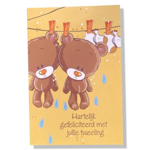 Hartelijk gefeliciteerd met jullie Tweeling! | Geboorte wenskaart | 11x17cm | Tweeling
