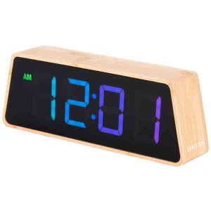 Karlsson Alarm Clock Changing Colour Led Bamboo