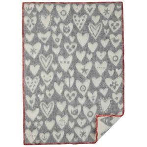 Klippan Eco-Lams Wol Deken Hartjes 65 x 90 cm 100% Eco Lamswol