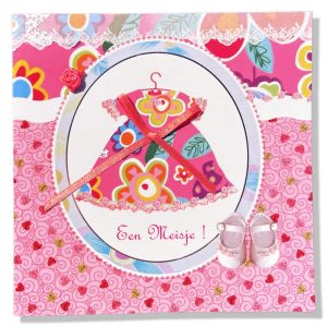 Een Meisje! | Luxe wenskaart 15x15cm