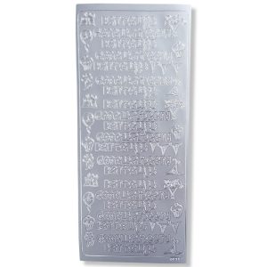Peel-off Stickervel Zilver Hartelijk Gefeliciteerd – 10x23cm – Peel-Off Stickers