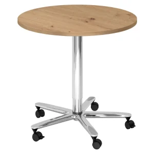 BISTRO 80R C | Bijzettafel op wieltjes | Ø 80 | chroom - Systeem conferentietafel