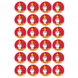 Sinterklaas cupcake prints 4,5 cm doorsnede (24 stuks)