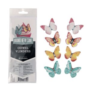Eetbare ouwel vlinders (set van 16 stuks) – combi – Brand New Cake